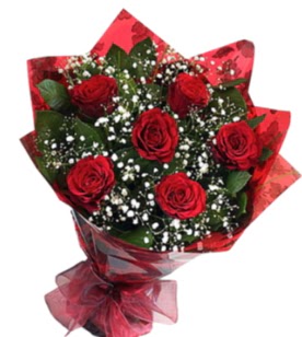 6 adet kırmızı gülden buket  Bilecik çiçekçi yurtiçi ve yurtdışı çiçek siparişi 