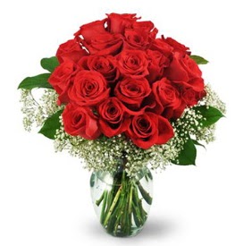 25 adet kırmızı gül cam vazoda  Bilecik çiçekçi çiçek , çiçekçi , çiçekçilik 