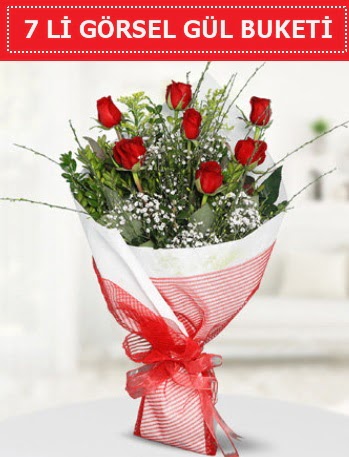 7 adet kırmızı gül buketi Aşk budur  Bilecik çiçekçi çiçek satışı 