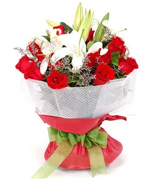  Bilecik çiçekçi hediye çiçek yolla  1 dal kazablanka 11 adet kırmızı gül buketi