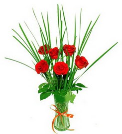  Bilecik çiçekçi çiçek , çiçekçi , çiçekçilik  6 adet kırmızı güllerden vazo çiçeği