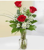 Vazo içerisinde 3 adet kırmızı gül  Bilecik çiçekçi çiçek satışı 