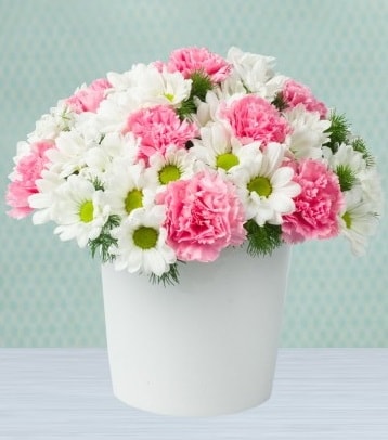 Seramik vazoda papatya ve kır çiçekleri  Bilecik çiçekçi çiçek siparişi sitesi 