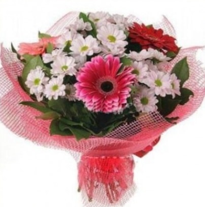 Gerbera ve kır çiçekleri buketi  Bilecik çiçekçi internetten çiçek siparişi 