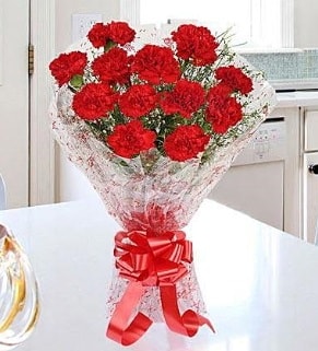 12 adet kırmızı karanfil buketi  Bilecik çiçekçi İnternetten çiçek siparişi 