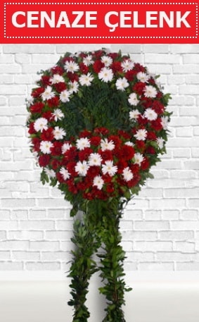 Kırmızı Beyaz Çelenk Cenaze çiçeği  Bilecik çiçekçi İnternetten çiçek siparişi 