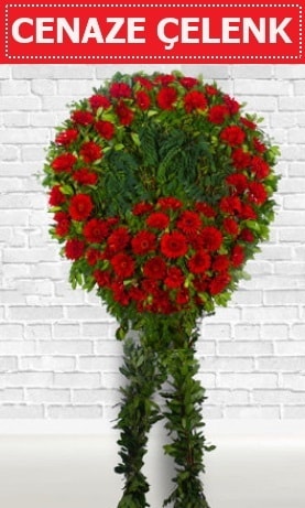 Kırmızı Çelenk Cenaze çiçeği  Bilecik çiçekçi İnternetten çiçek siparişi 